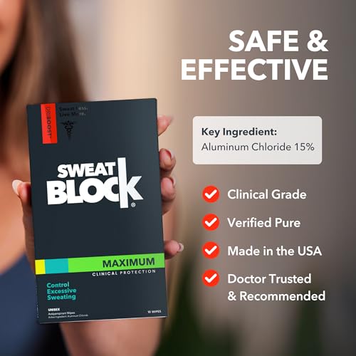 Image of SweatBlock Maximum Clinical Strength Antiperspirant Wipes, Original 10 Ct