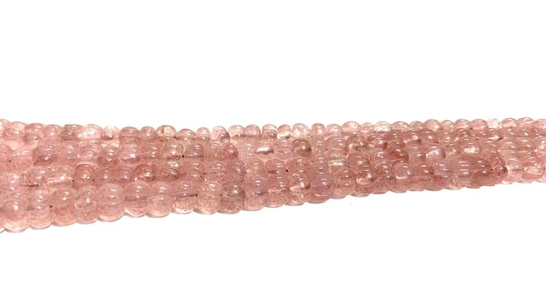 Naturalny truskawkowy kwarc, melon, gładkie koraliki, 5-8 mm, długość 40 cm, tworzenie biżuterii, koraliki z kamieni szlachetnych do naszyjnika, bransoletki
