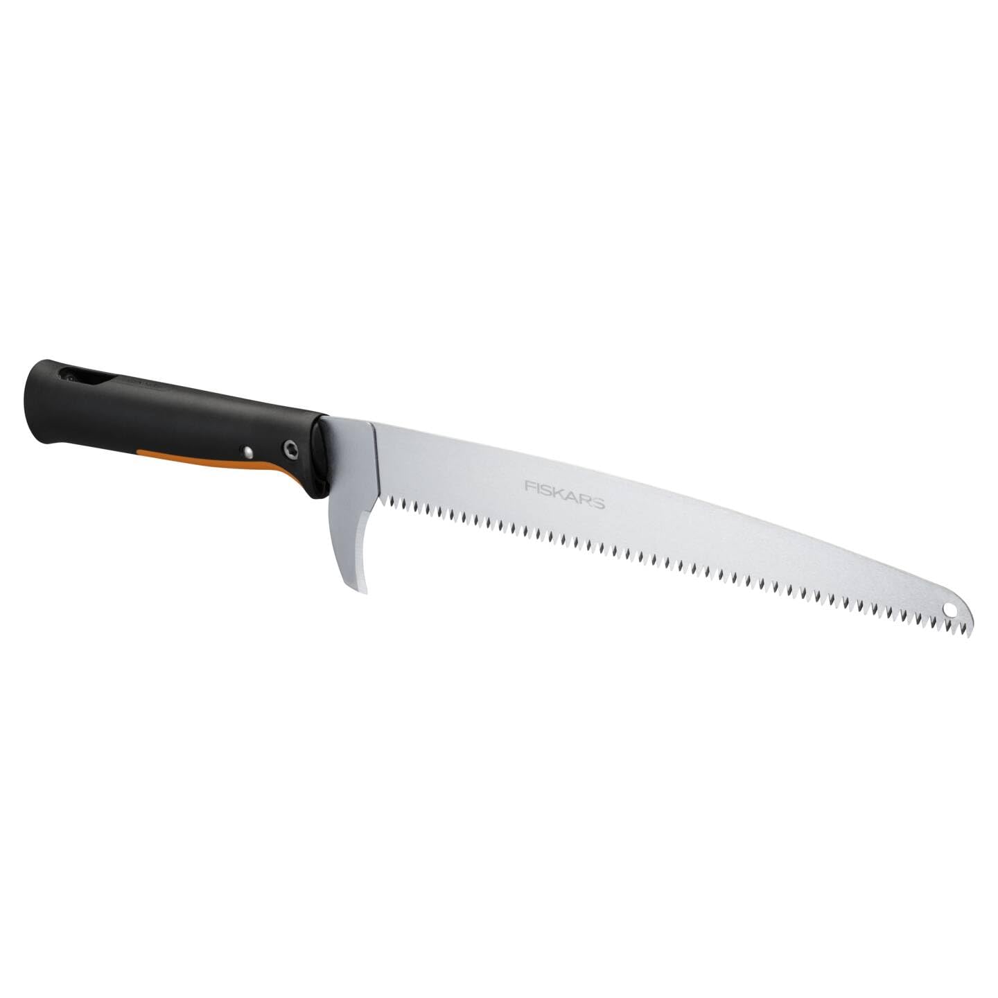 Fiskars OneClick Sierra de Jardín | Fácil cambio con un solo clic, también se puede utilizar como sierra de mano, negro/naranja, 1080691