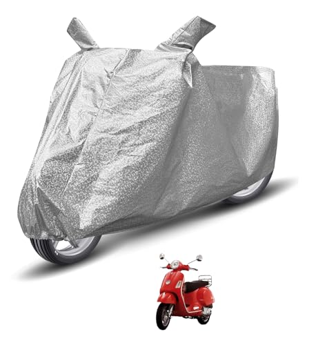 Image of Auto Hub Waterproof Scooty Cover Compatible with Vespa LX Dustproof, UV Protection Two Wheeler Scooty Vespa LX Cover - Metallic Silver