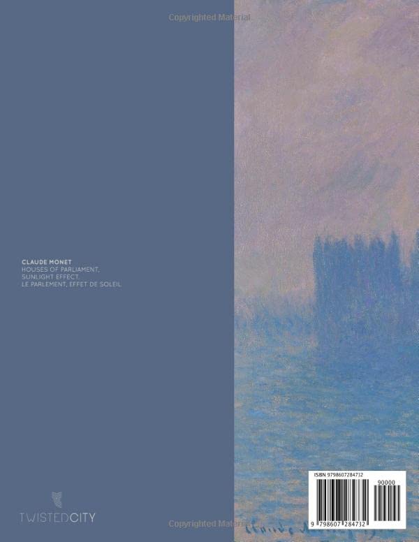 Monet LARGE Notebook #15: Claude Monet Notebook College Ruled to Write in 8.5x11" LARGE 100 Lined Pages, Houses of Parliament - Image 2