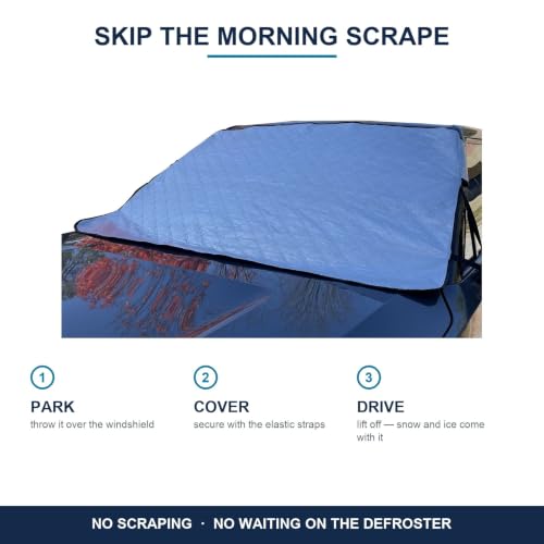 Image of Toyota Prius Windshield Snow Cover 2023-2026 Custom Fit Windshield Cover for Ice and Snow Frost - Triple-Layer Insulated Waterproof with Elastic Straps and Storage Pouch