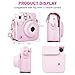 HIYQIN Fuji Mini 12 Instant Camera Case, Adorable Bowknot PU Leather Case Compatible for Fuji Instax Mini 12 Camera, Camera Bag Bundled with Photo Album - Bowknot Pink