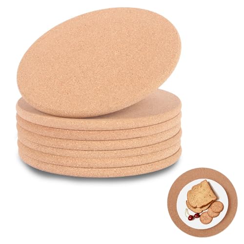 Gykutix 6 Stück Topfuntersetzer Kork, 19cm Korkuntersetzer Rund, 1cm Stärke Topfuntersetzer...
