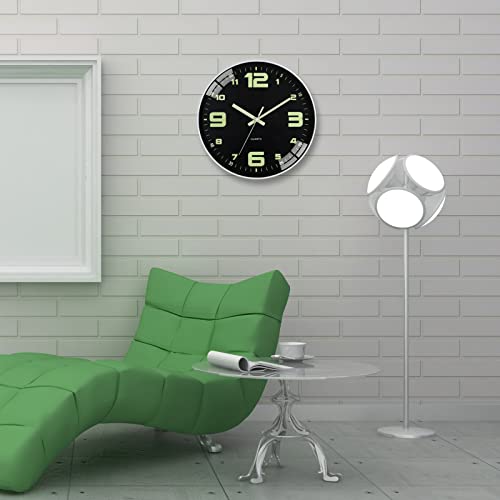 Image of HZDHCLH Luminous Wall Clock 12 Inch Silent Non Ticking Clock for Living Room Bedroom Kitchen Office