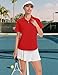 LOMON Womens Golf Polos Short Sleeve 1/4 Zipper Lapel Collar Curved Hem 2026 Fashion Casual Polo Shirt Camisas para Mujer (Red,Small)