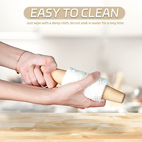 Classic French Rolling Pin for Baking - Beech Wood Tapered Rolling Pin Dough Roller for Pizza Dough, Pie Crust Cookie Fondant Dumpling 7.87-Inch