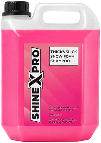 ShineXPro 2.7L SuperThick Car Wash Shampoo Concentrate - pH Neutral, Thick Suds - Thick&Slick Snow Car Foam Shampoo That Works With Both Bucket Wash And Foam Cannon (2.7 L)
