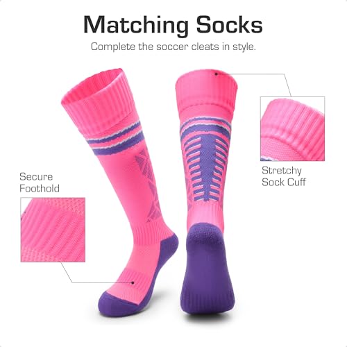 DREAM PAIRS Boys Girls Soccer Cleats Youth Firm Groud Sport Football Cleats with Soccer Socks for Little/Big Kid/Toddler2