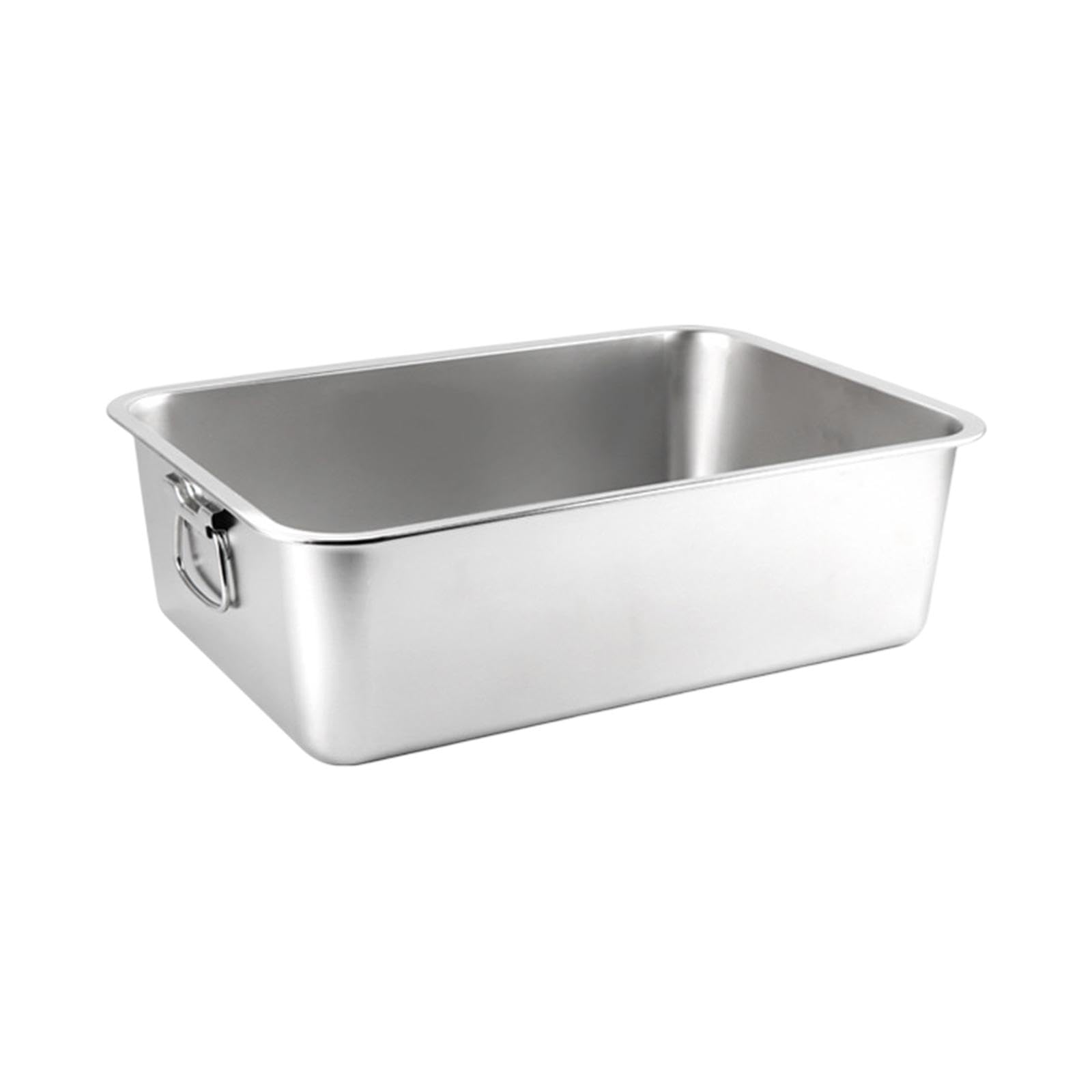 Baoblaze Open Litter Box for Indoor Cats, Pet Litter Tray Stainless Steel Deep Toilet Kitty Litter Pan for Rabbit Small Medium Large Cats, 40cmx30cmx10cm