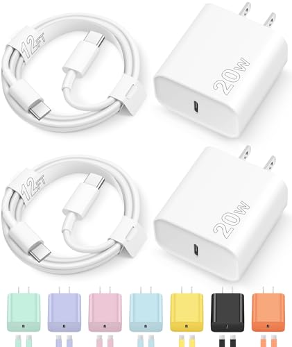 Image of 12FT iPhone 17 16 15 Charger Fast Charging USB C Charger Block Type C Chagrer Fast Charging 2-Pack for iPhone 17 /17 Plus /17 Pro /17 Pro Max /iPhone 16 /16 Plus /16 Pro /16 Pro Max /15 Pro Max /Samsung(White)