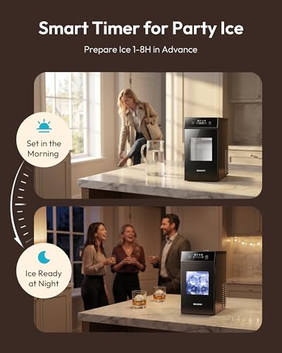 Image of EUHOMY 2.4 inch Ice Ball Maker Countertop, 2Pcs Ready in 60Mins, 48Pcs /Day, 8H Timer, Self-Cleaning Sphere Ice Maker Machine with Crystal Clear Ice, Round Ice Cube Maker for Whiskey & Bourbon
