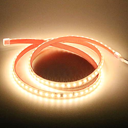 pcning 1M 12 Watts Bandeau LED Adhesif 220V Blanc Chaud, 2835 120 leds/m IP67 Etanche Strip Light Recoupable 10 CM, Bande LED 1 Metre 3000K Ruban (1, Blanc Chaud)