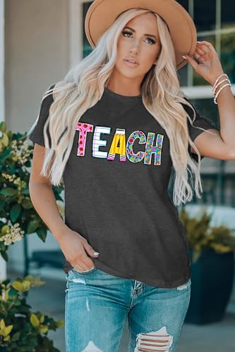 ELDPS Teacher Shirts for Women: Funny Teach T Shirt Teacher Life Tees Cute Teachers Gifts Tops Blouse - Image 5