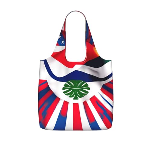 DUWAA Bolsa de compras plegable con estampado de bandera de Costa Rica, reutilizable, con capacidad de 25 l, para el trabajo, la playa y los viajes