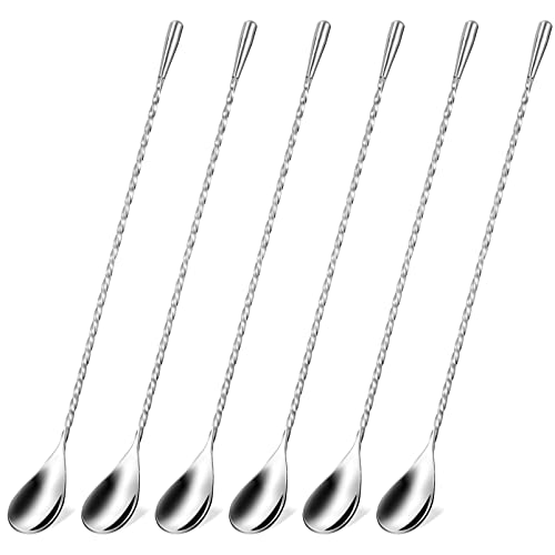 NAMOARLY Cuchara De Mezcla De Acero Inoxidable Set De 6 Cucharas Largas De 30cm Para Cócteles y Bebidas Utensilios De Bar y