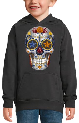 Sweat à Capuche Crâne Mexicain Noir pour Enfant 12 Ans avec Strass