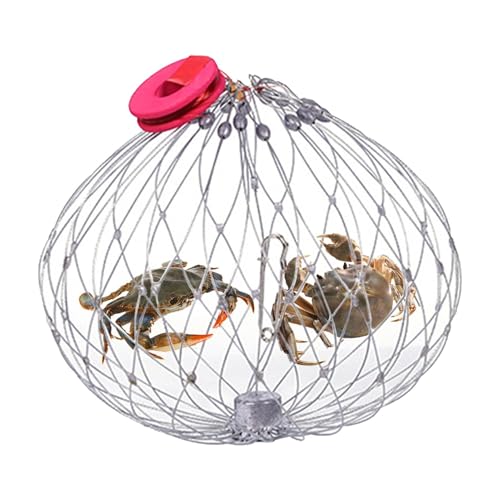 Wonsfuleu Red de Cangrejo de Alambre de Acero para Peces,Alambre de Acero de Cangrejo de Pesca para Agua Salada - Cesta de Pescado de Alambre de Cierre Abierto automático de Acero Inoxidable - Red de