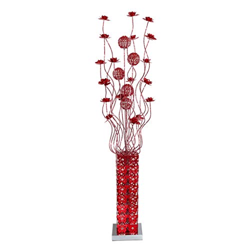 Lampe sur Pied Lampadaires Rouge Aluminium Fleur Lampadaire, Base métallique verticale Lampadaire, Salon Chambre Maison Lumière permanent Lampadaires Luminaires intérieur