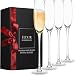 Crystal Champagne Flutes - Elegant Champagne Glasses, Hand Blown - Set of 4 Modern Champagne Flutes, 100% Lead Free Premium Crystal - Gift for Wedding, Anniversary, Christmas - 5oz, Clear