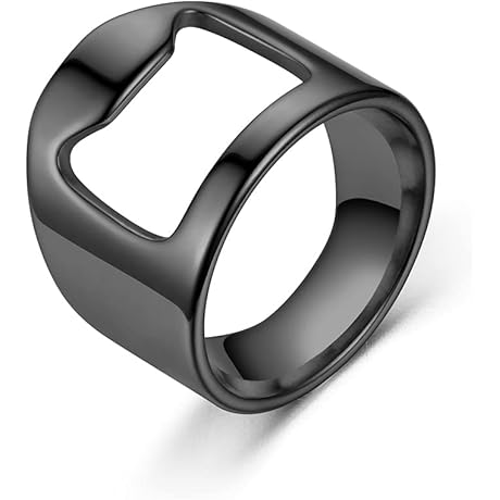  Creative Black Stainless Steel Biker Ring Beer Bottle Opener