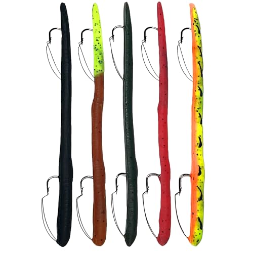 DeLong Lures 10' Pre-Rigged Weedless Swim Bait &ndash; Twister Tail Soft Plastic Bass Fishing Lure,...