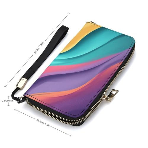 Hypercolored Pastel Liquid PU Leather Clutch Long Bifold Wallet, Coin Purse Credit Pass Case, Durable Card-Holder Money Storage for Women Men2