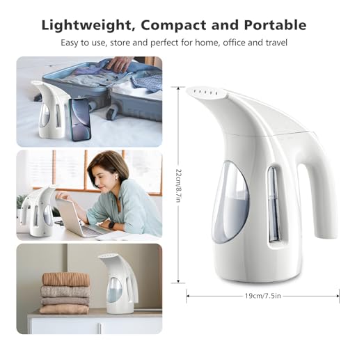HiLIFE Steamer for Clothes, Portable Handheld Design, 240ml Big Capacity, 700W, Strong Penetrating Steam, Removes Wrinkle, for Home, Office and Travel(ONLY FOR 120V)(White)