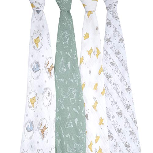 Image of aden + anais Disney Swaddle Blanket | Boutique Muslin Blankets for Girls & Boys | Baby Receiving Swaddles | Ideal Newborn & Infant Swaddling Set | Perfect Shower Gifts, 4 Pack, Winnie The Pooh