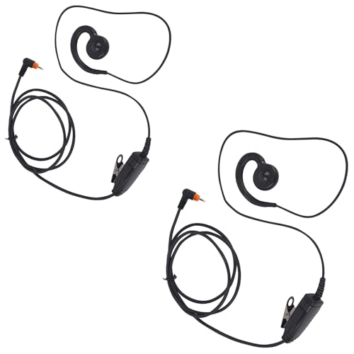 Pdflie Walkie Talkie - Auricular giratorio con micrófono de 1 pin sl300 PPT ptt de 2,5 mm, conector único en línea, 1 cable para Motorola Radio rm250 sl3500e TLK 100 (paquete de 2, con cable, negro)