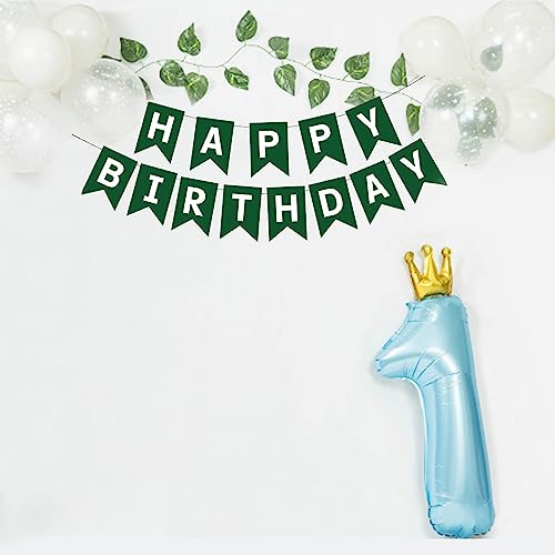 Image of Green Happy Birthday Banner, Paper Bunting Flag for Birthday Party Decor