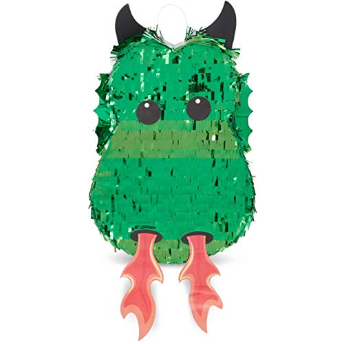Blue Panda - Mini pignatta a forma di drago, per feste di compleanno dei bambini, 17 x 10,5 cm, colore: Verde