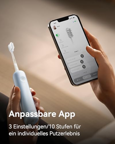 Laifen Wave elektrische Zahnbürste, Oszillation & Vibration elektrische Schallzahnbürste für Erwachsene mit 3 Bürstenköpfen, IPX7 wasserdicht magnetisch wiederaufladbar Reisezahnbürste (ABS Blau) – Bild 6