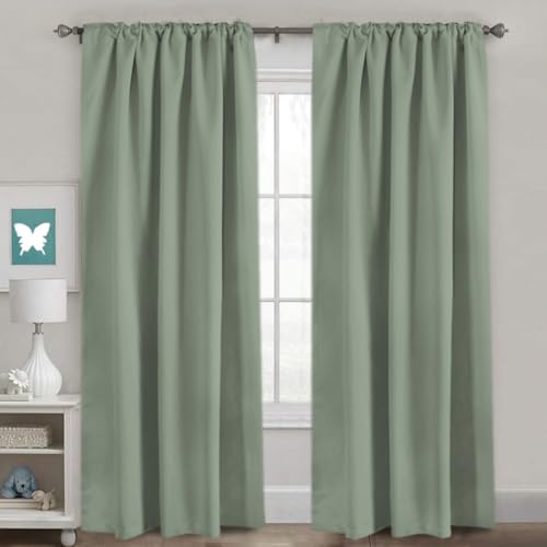 Image of H.VERSAILTEX Blackout Curtains Thermal Insulated Window Treatment Panels Room Darkening Blackout Drapes for Living Room Back Tab /Rod Pocket Bedroom Draperies (2 Panels, Cyan, 52 x 84 Inch)