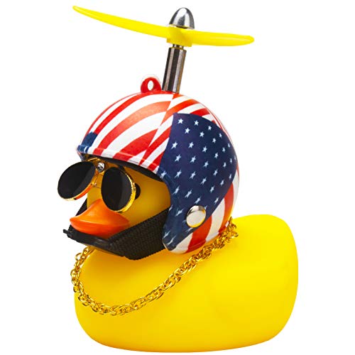 wonuu Rubber Duck Car Decorations Cute Yellow Duck Car Dashboard Ornaments with Propeller