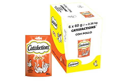 Catisfactions Snack per Gatto, Gustoso Pollo, 6 Confezioni da 60 g