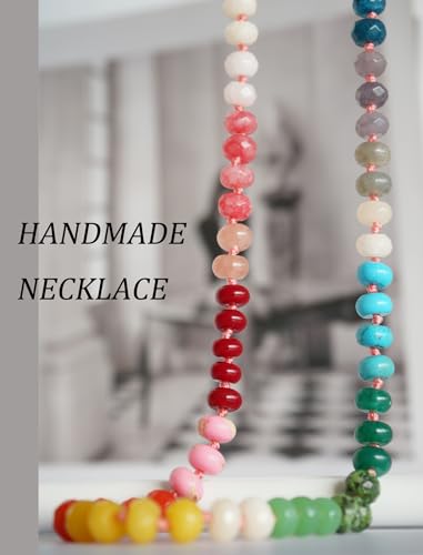 Beaded Gemstone Necklace for Women,Colorful Boho Bead Choker Natural Stones Beach Necklaces 14K Gold Plated Summer Handmade Jewelry,16"+2" Adjustable Chain4