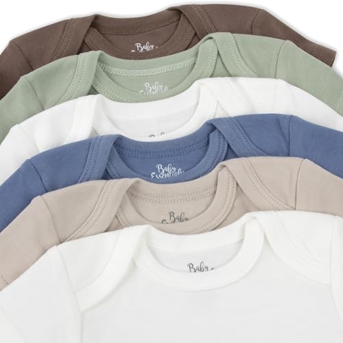 Baby Essentials Unisex Baby Boys and Girls Solid Color 6 Piece Bodysuit Set2