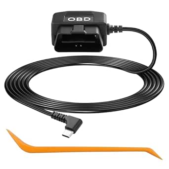 CERRXIAN OBD Power Cable for Dash Camera, OBD2 to Type C Adapter, Hardwire Charger with Low Voltage Protection, 13-40V to 5V 3A, 11.5FT/3.5M