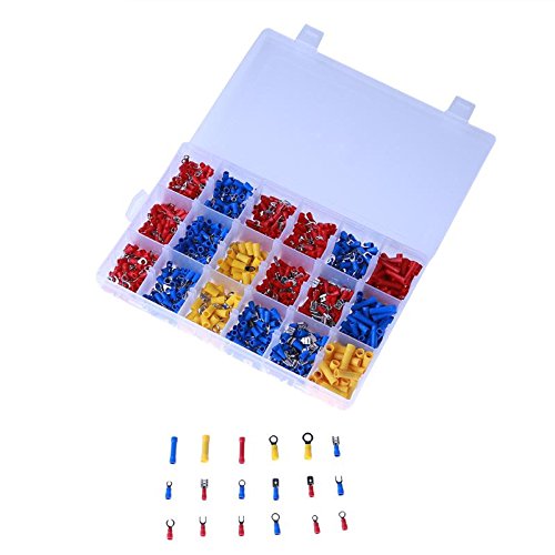 Davitu 1200Pcs Assorted Insulated Spade Cable Connector Crimp Electrical Wire Terminal Set Kit Red Blue Yellow