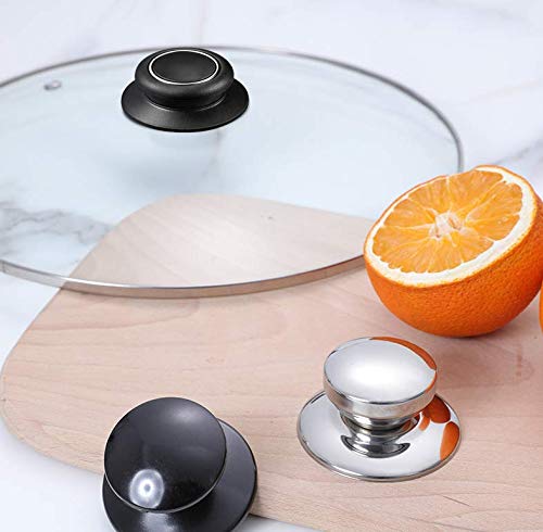 Lot de 2 boutons universels de remplacement pour couvercle de casserole en verre (noir