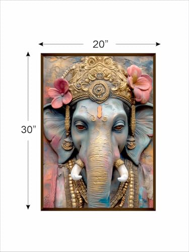 Image of Artsense Wood Abstract Lucky Elephant Wall Decoration - Big Size Multicolor Painting With Frame - 20x30 Inches /(50x71Cm) For Living Room