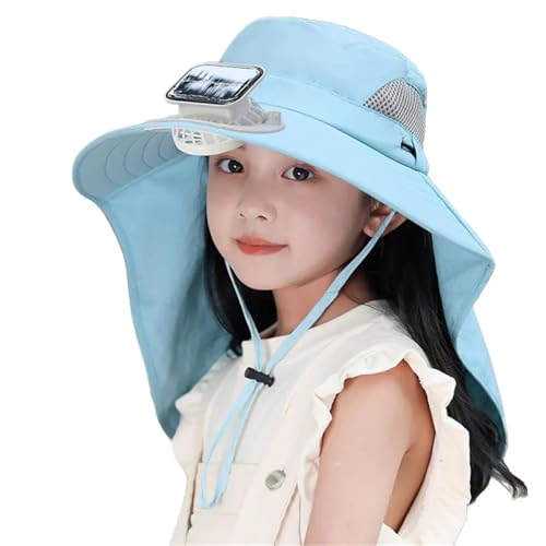 Chapeau avec ventilateur solaire enfants large bord pour pêche et outdoor été