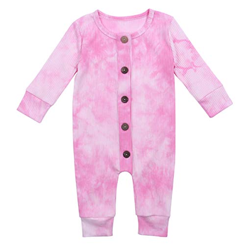 Unisex Baby One Piece Clothes, Infant Baby Girl Boy Long Sleeve Romper Jumpsuit Knitted One Piece Bodysuit Pajama Tie Dye Outfit