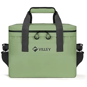 VILLEY Cooler Bag, 30 Cans Insulated Soft Cooler Bag, Large Beach Cooler with Removable Shoulder Strap, Keep Cold/Keep Fresh/Keep Warm, Portable Soft Sided Cooler for Camping Trip Picnic, 20L