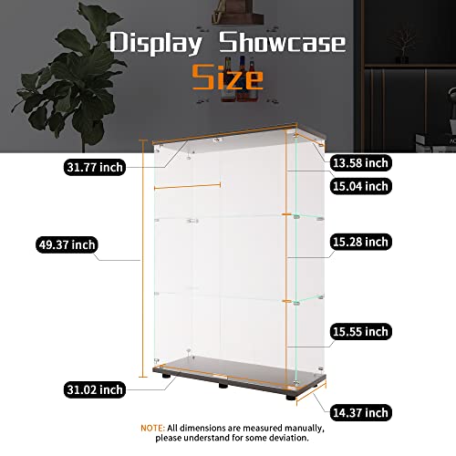 Image of Beauty4U Black Glass Display Cabinet, 3-Shelf 2-Door Curio Cabinet