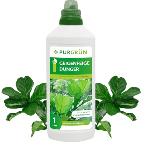 Purgrün® Geigenfeige-Dünger 1 Liter – Schnell wirksame mineralische Rezeptur – Premium-Flüssigdünger mit Spurennährstoffen – NPK 10+4+6 – Stärkt die Widerstandskraft – Für prächtige, große Blätter