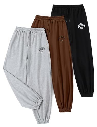 Image of EXARUS 3 Pack Girls Sweatpants Joggers Teen Sweat Pants Wide Leg