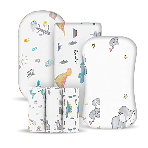Image of Bassinet Sheets for Baby Girl Boy, DTOWER Stretchy Fitted Mattress Sheet, Universal Cradle Sheets, Cotton Baby Sheet Set 3 Pack for Rectangle, Oval, Hourglass Bassinet Pad/Crib Mattress - Unisex