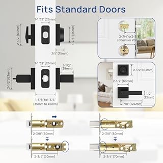 Camtek Exterior Door Lock Set with Deadbolt, Door Locks for Front Door with Single Cylinder Deadbolt Lock, Matte Black Door Handle with Lock and Key for Front Door, 3 Pack (All Same Keyed Alike)